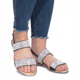 Sandálias rasteiras pretas com diamantes Indulge preto 2