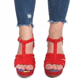 Sandálias de cunha Red Ankard vermelho 1