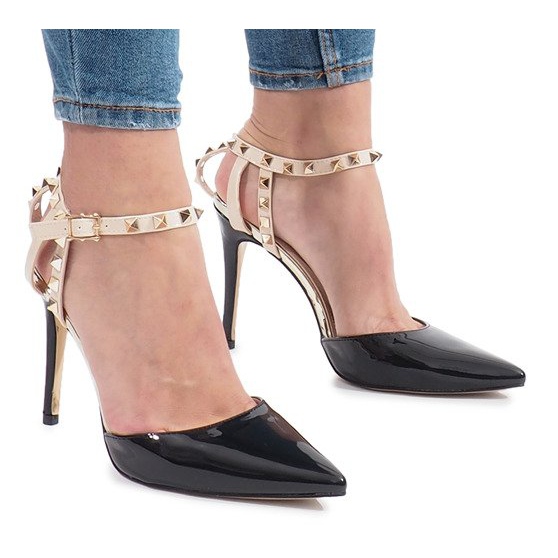 Salto laqueado preto com tachas Behati multicolorido amarelo 2