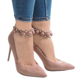 Sandálias de salto alto rosa LE033P 2