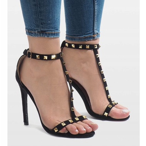 Sandálias pretas de salto alto FB-31 preto 1