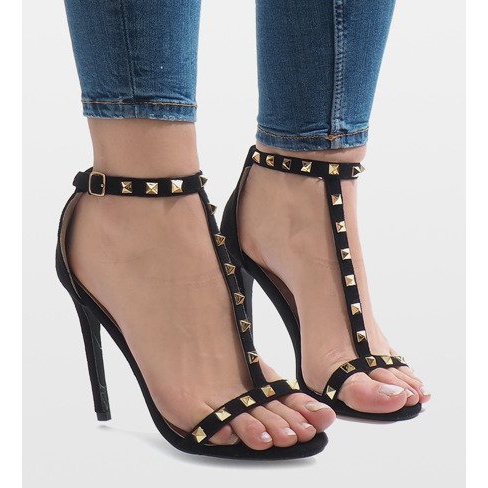 Sandálias pretas de salto alto FB-31 preto 2