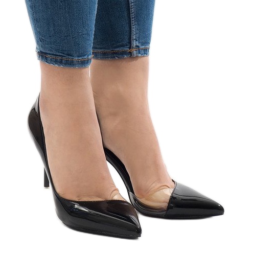 Saltos assimétricos envernizados pretos GH11541 2