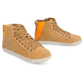 Tênis de cano alto com tachas 6573 Camel castanho multicolorido 1