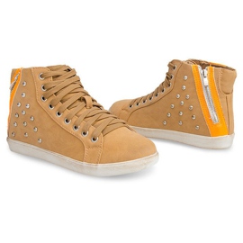 Tênis de cano alto com tachas 6573 Camel castanho multicolorido 2