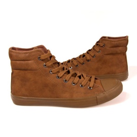 Sapatilhas de couro de cano alto 202 Camel castanho 1
