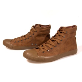 Sapatilhas de couro de cano alto 202 Camel castanho 2