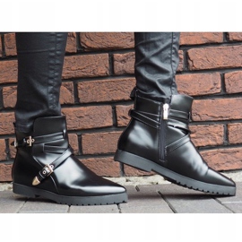 Botas Quentes Elegantes Com Fivela HW13 Preta preto 1