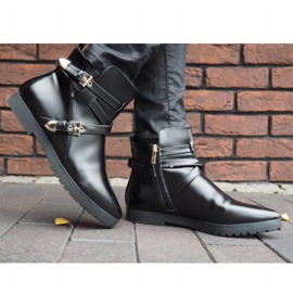 Botas Quentes Elegantes Com Fivela HW13 Preta preto 2