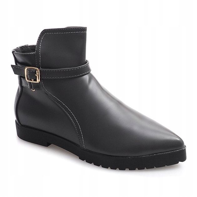 Botas quentes elegantes com fivela cinza HW12 2
