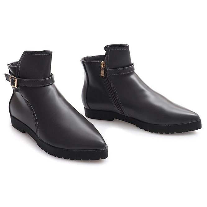 Botas quentes elegantes com fivela cinza HW12 1