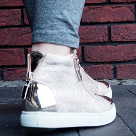 Tênis cano alto Q55 ouro dourado 2