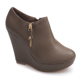 Botas de cunha com zíper S-210 Khaki verde 1