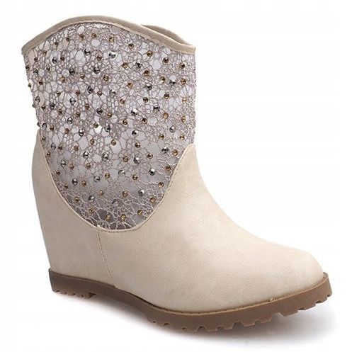Botas de cunha Openwork 7010 -16 Beige bege 1