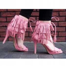 Sandálias de salto alto com franjas Boho 8125 Pink rosa 2 Sandálias de salto alto com franjas Boho 8125 Pink rosa 2