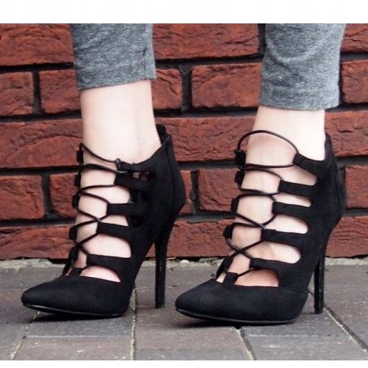 Sandálias de cano alto camurça 11033-1A Preta preto 1