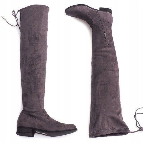 Botas altas de camurça Lycra 3037 cinza 1