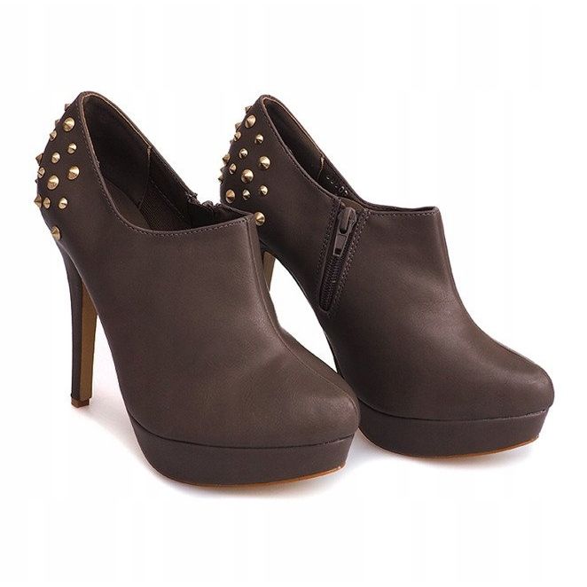 Botas elegantes de salto alto 8860P Khaki cáqui 1