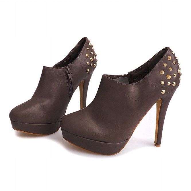 Botas elegantes de salto alto 8860P Khaki cáqui 2