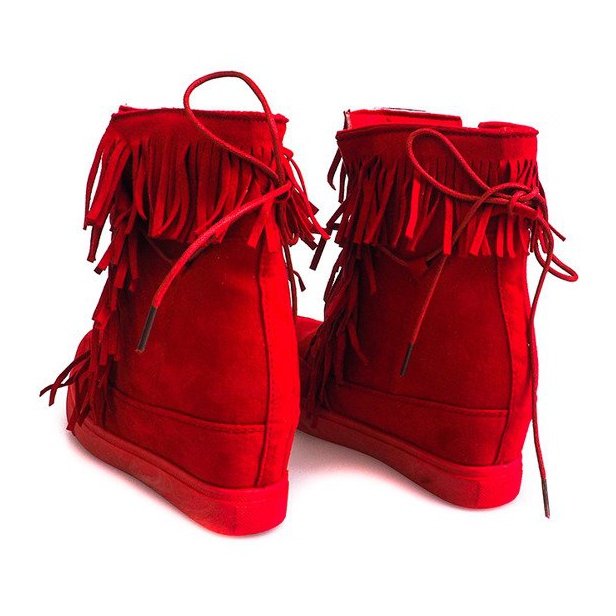 Tênis Cunha Com Franjas Boho 881-2 Vermelho 1 Tênis Cunha Com Franjas Boho 881-2 Vermelho 1