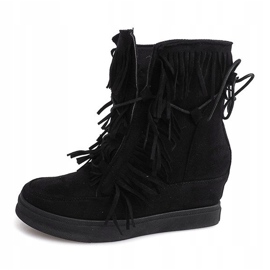 Tênis Cunha Com Franjas Boho 881-2 Preto 1