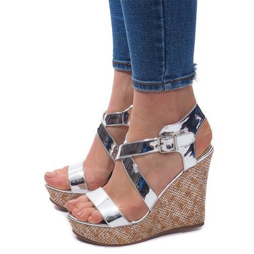 Sandálias de cunha S260 prata cinza 1