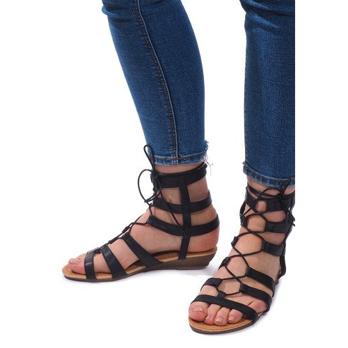 Gladiator Roman Sandals 8515 Black preto 1