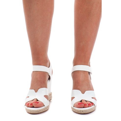 Sandálias de cunha 5H5670 brancas marrom 1