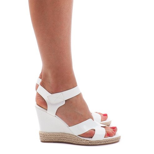 Sandálias de cunha 5H5670 brancas castanho 2