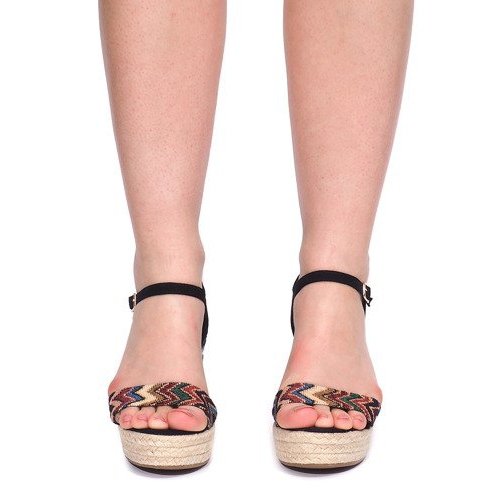 Sandálias de cunha 100-540 pretas preto 2