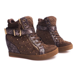 Tênis cunha 6227-Y Khaki multicolorido verde 1