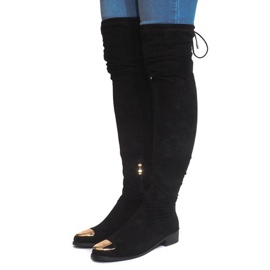 Botas altas de camurça lycra B-8 pretas preto 1