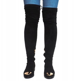 Botas altas de camurça lycra B-8 pretas preto 2 Botas altas de camurça lycra B-8 pretas preto 2