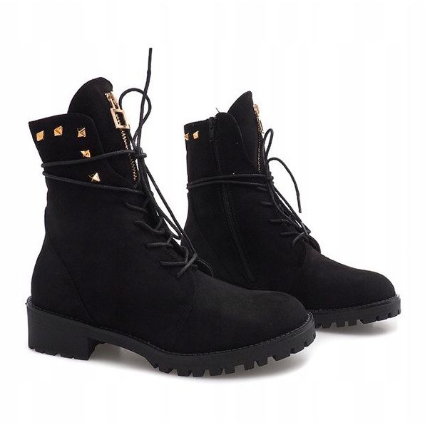 Armadilhas decoradas em camurça H99-17 preta preto 1