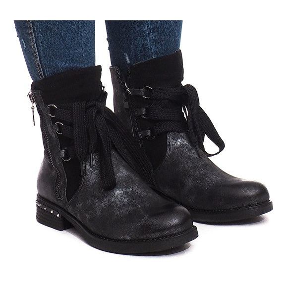 Botas gastas e quentes S113 pretas preto 2 Botas gastas e quentes S113 pretas preto 2