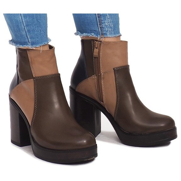 Botas de salto com elástico YBS280 Khaki multicolorido verde 2