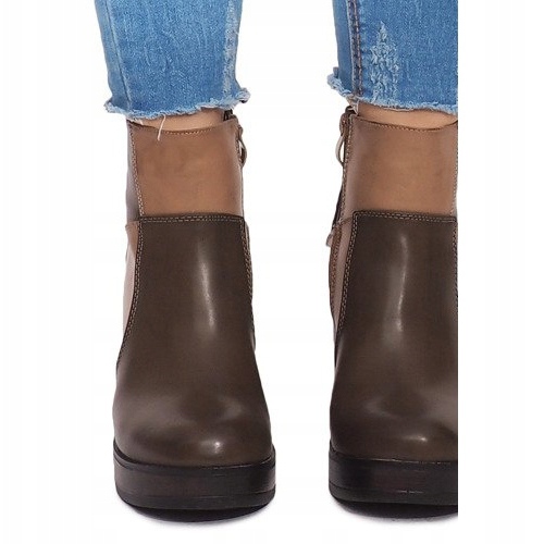 Botas de salto com elástico YBS280 Khaki multicolorido verde 1