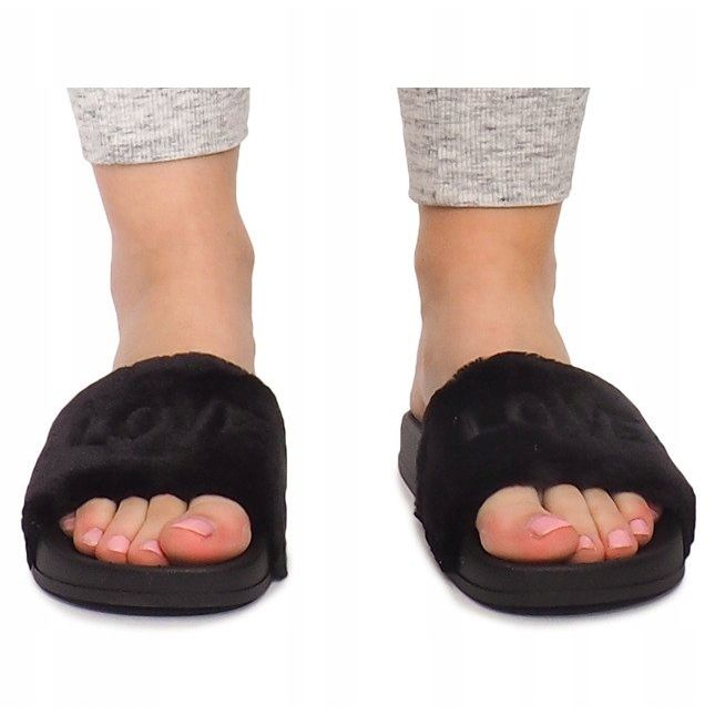 Love HN02-4 chinelos de pele preta preto 1