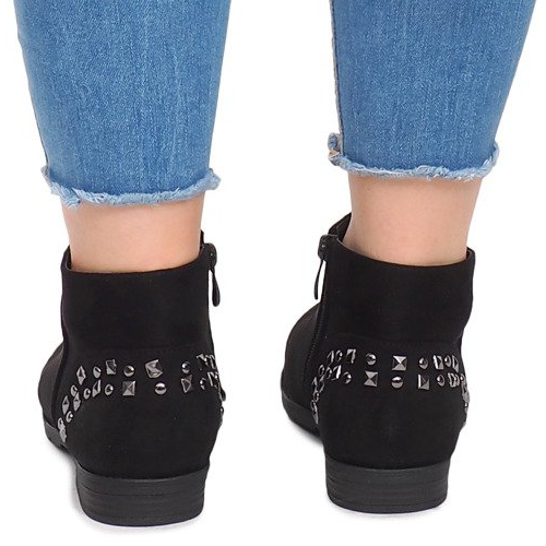 Botas de camurça com tachas 30696 pretas preto 2