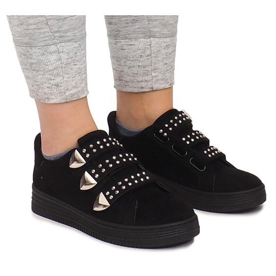Tênis com velcro com lantejoulas AB-3 preto 2 Tênis com velcro com lantejoulas AB-3 preto 2