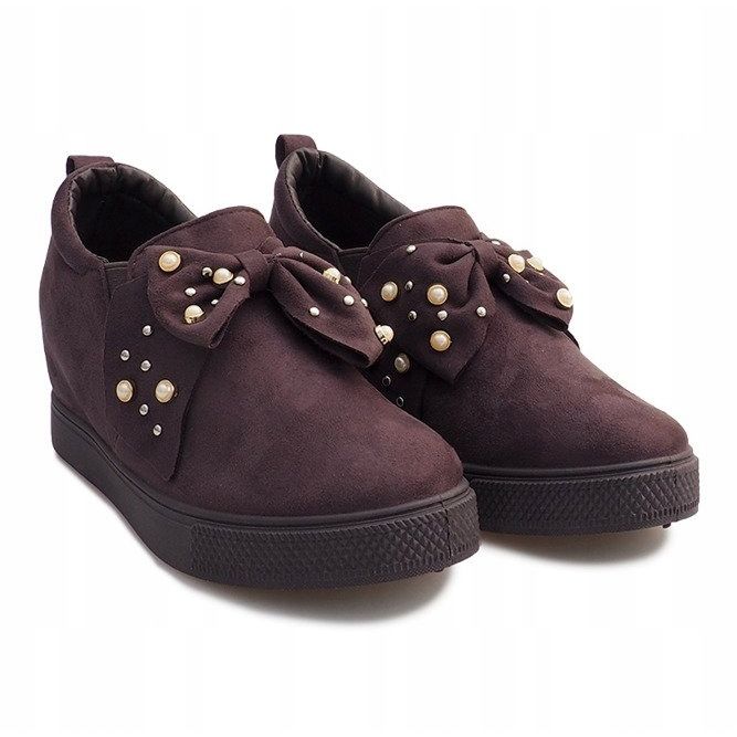 Tênis de cunha cinza 6186 castanho 1