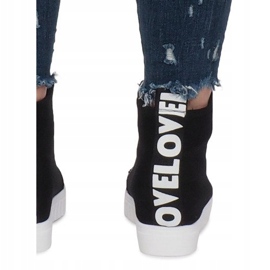Tênis de tecido preto cunha amor 1