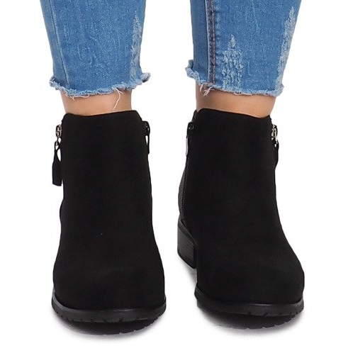 Botas de camurça com zíper M49-6 Preto 1 Botas de camurça com zíper M49-6 Preto 1