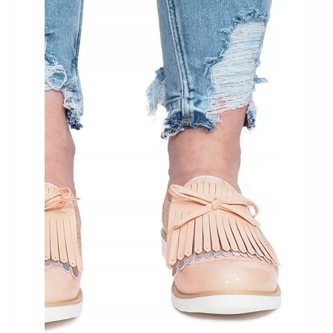 Mocassins rosa perfurados com franjas Pamole 1 Mocassins rosa perfurados com franjas Pamole 1