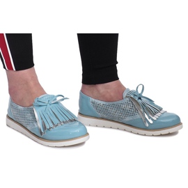 Mocassins azuis perfurados com franjas Pamole azul cinza 1 Mocassins azuis perfurados com franjas Pamole azul cinza 1