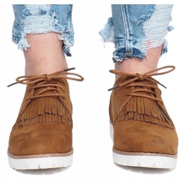 Mocassins de camelo com franjas duras esmagadoras marrom 1