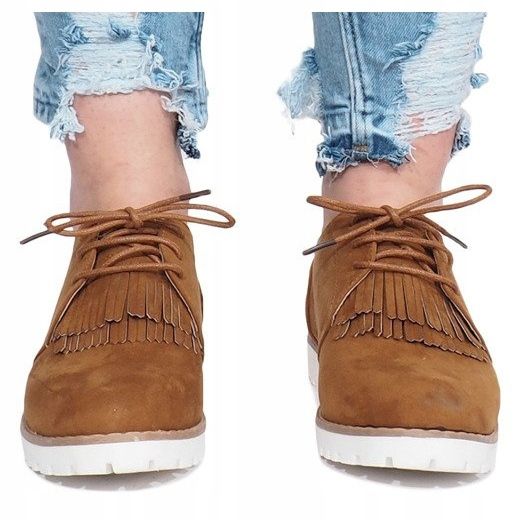 Mocassins de camelo com franjas duras esmagadoras marrom 1