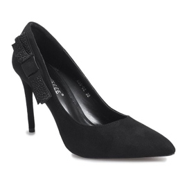 Salto alto preto com laço bordeaux 1