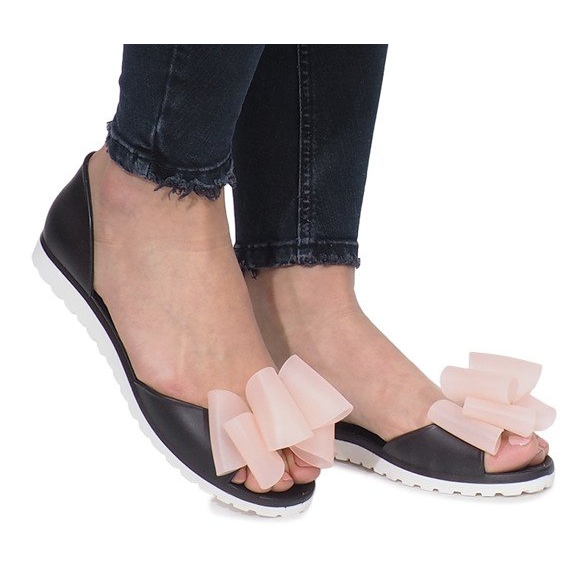 Sandálias pretas Meliski Flower City preto 1