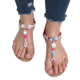 Sandálias rasas vermelhas com diamantes Desun vermelho 1